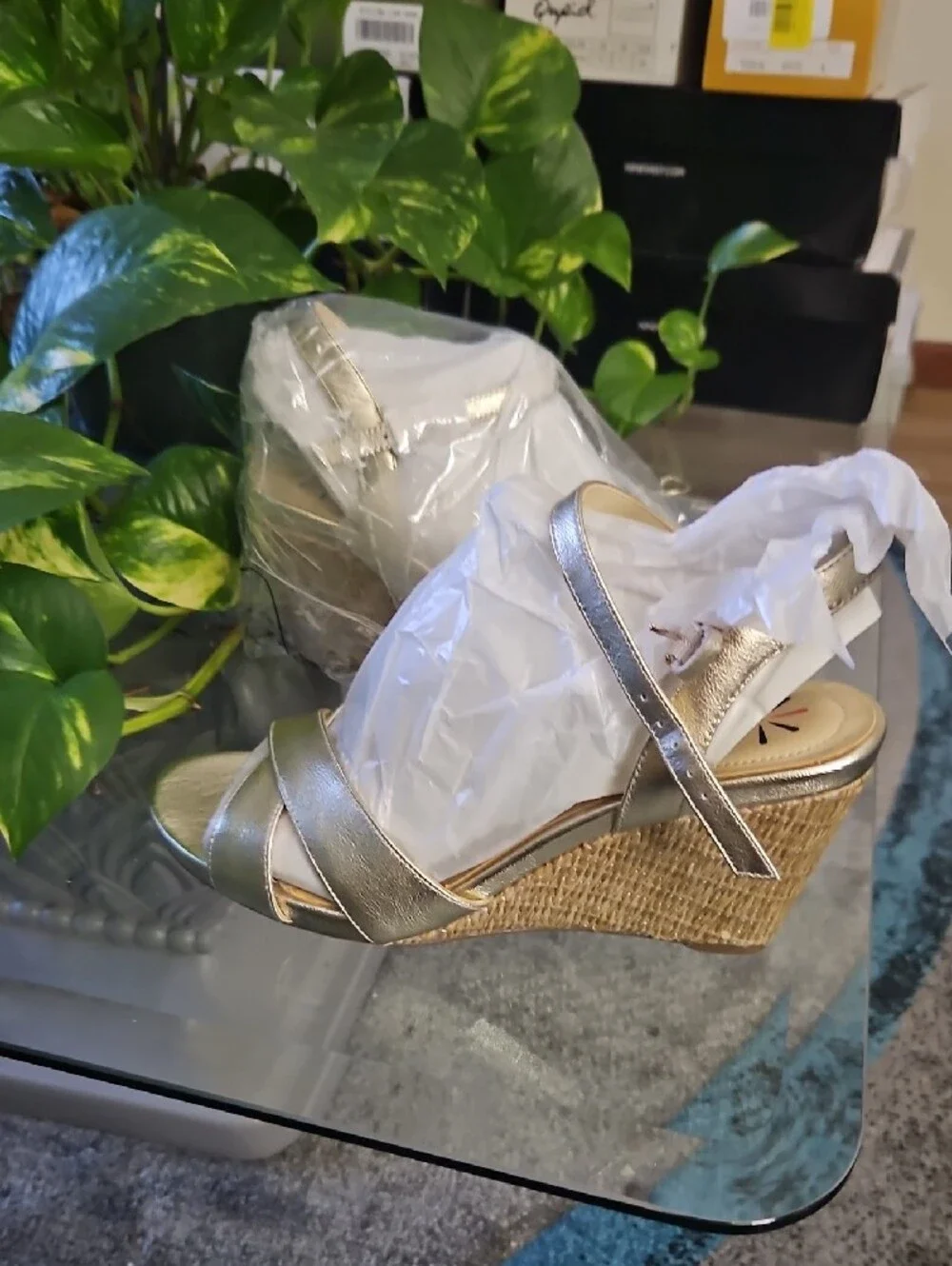 Isaac Mizrahi Metallic Gold Wedge Sandals